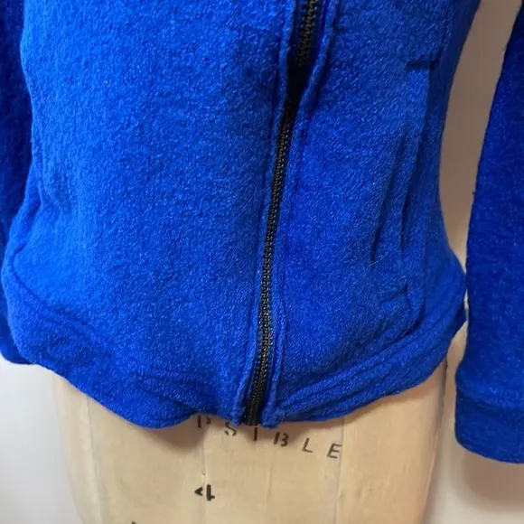 Tahari Electric Blue Boiled Wool Moto Jacket
