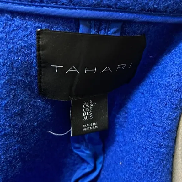 Tahari Electric Blue Boiled Wool Moto Jacket