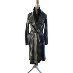 Tahari Womens Houndstooth Multimedia Long Coat