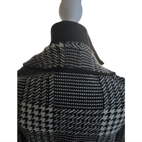Tahari Womens Houndstooth Multimedia Long Coat
