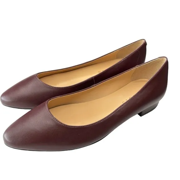 Talbots Edison Womens Flats Slip On Loafer Burgundy Leather Shoe Size 5.5 NEW