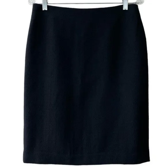 Talbots Wool Skirt Vintage Classic Black Lined Pencil Dress Skirt Size 6 Petite