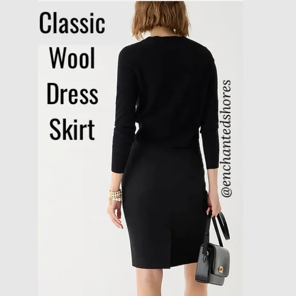 Talbots Wool Skirt Vintage Classic Black Lined Pencil Dress Skirt Size 6 Petite