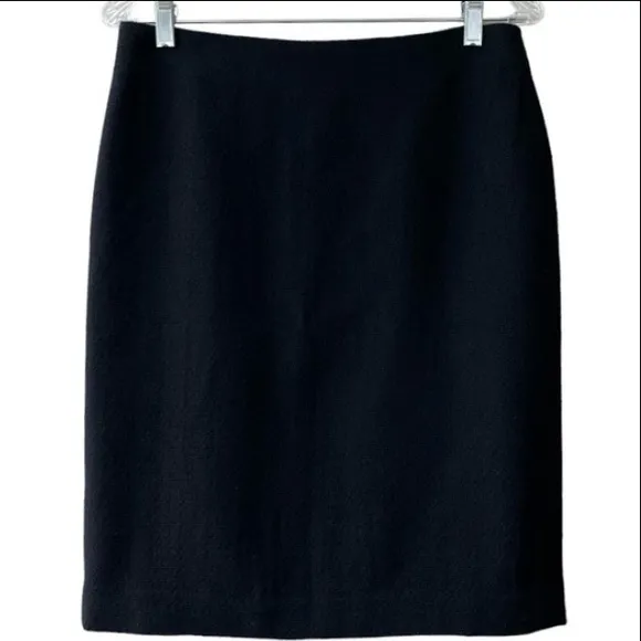 Talbots Wool Skirt Vintage Classic Black Lined Pencil Dress Skirt Size 6 Petite