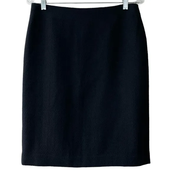 Talbots Wool Skirt Vintage Classic Black Lined Pencil Dress Skirt Size 6 Petite