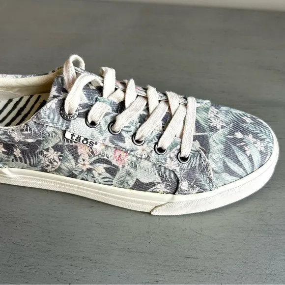 Taos Plim Soul Floral Low Top Sneakers Lace Up Sz 8.5W Canvas Support Lace Up