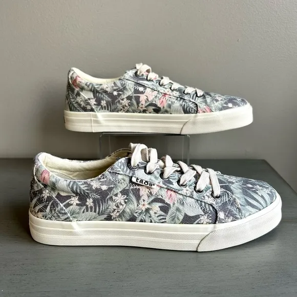Taos Plim Soul Floral Low Top Sneakers Lace Up Sz 8.5W Canvas Support Lace Up