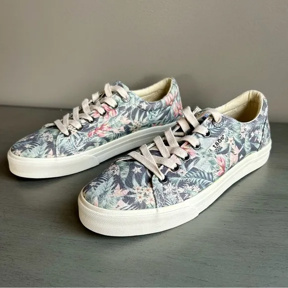 Taos Plim Soul Floral Low Top Sneakers Lace Up Sz 8.5W Canvas Support Lace Up