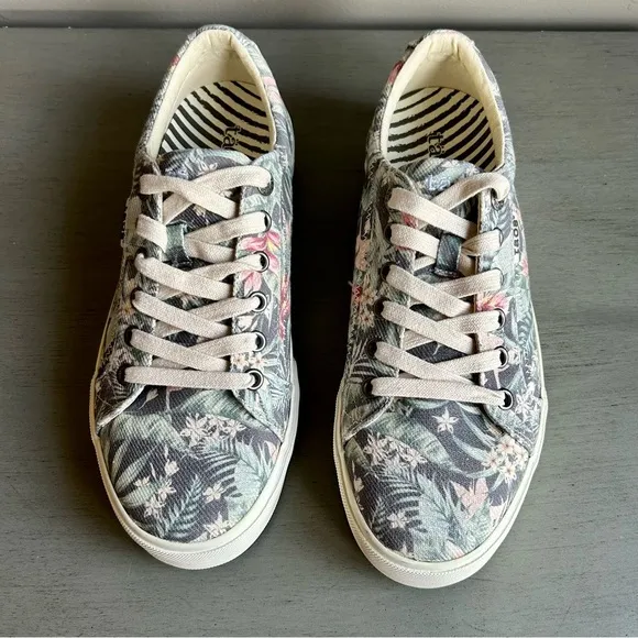 Taos Plim Soul Floral Low Top Sneakers Lace Up Sz 8.5W Canvas Support Lace Up