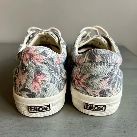 Taos Plim Soul Floral Low Top Sneakers Lace Up Sz 8.5W Canvas Support Lace Up