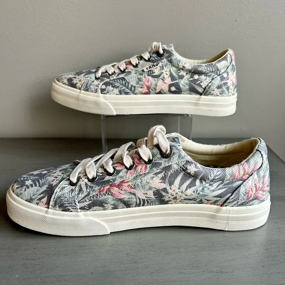 Taos Plim Soul Floral Low Top Sneakers Lace Up Sz 8.5W Canvas Support Lace Up
