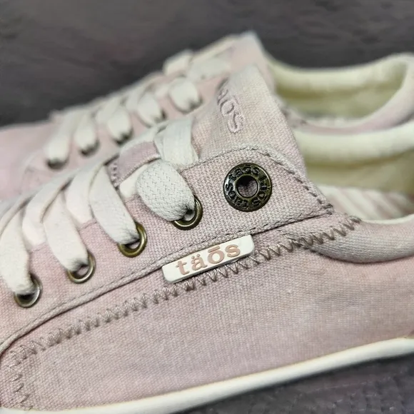 TAOS Plim Soul Neutral Rose Pink Casual Canvas Lace Up Sneaker Flats Women's 7.5