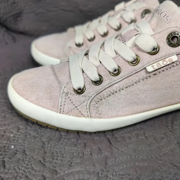 TAOS Plim Soul Neutral Rose Pink Casual Canvas Lace Up Sneaker Flats Women's 7.5