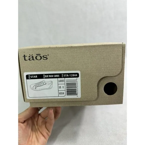 Taos Star Blue Wash Canvas Retro Comfort Lace Up Sneakers Womens 6 Read
