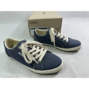 Taos Star Blue Wash Canvas Retro Comfort Lace Up Sneakers Womens 6 Read