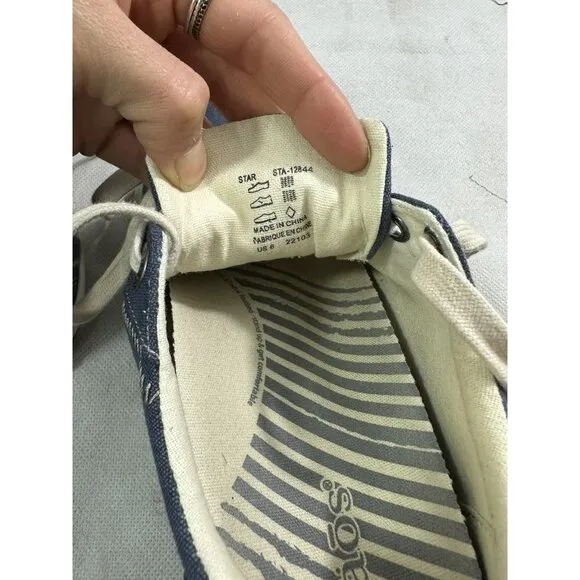 Taos Star Blue Wash Canvas Retro Comfort Lace Up Sneakers Womens 6 Read