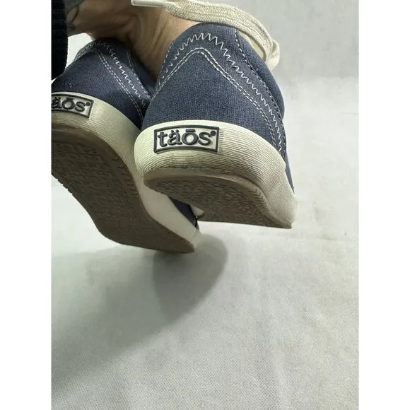 Taos Star Blue Wash Canvas Retro Comfort Lace Up Sneakers Womens 6 Read