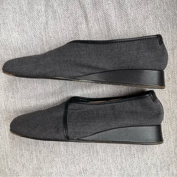 Taryn Rose Kelsey Wedge Fabric and Leather Ballet Loafer Moccasin Flats 9.5