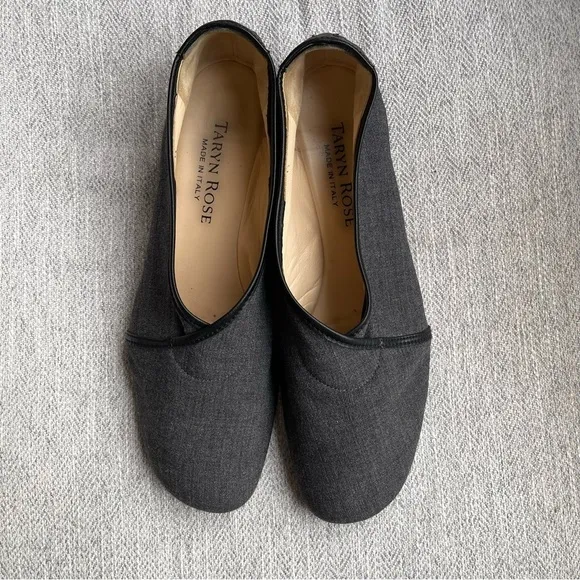 Taryn Rose Kelsey Wedge Fabric and Leather Ballet Loafer Moccasin Flats 9.5
