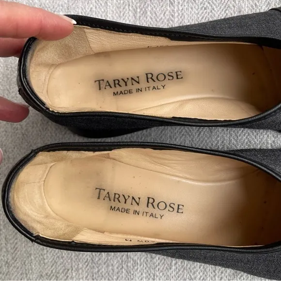 Taryn Rose Kelsey Wedge Fabric and Leather Ballet Loafer Moccasin Flats 9.5