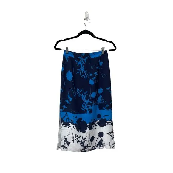 Ted Baker Selaah Bluebell Side Slit Midi Skirt Floral Size 2