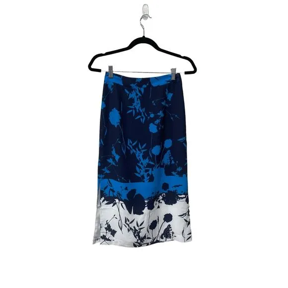 Ted Baker Selaah Bluebell Side Slit Midi Skirt Floral Size 2