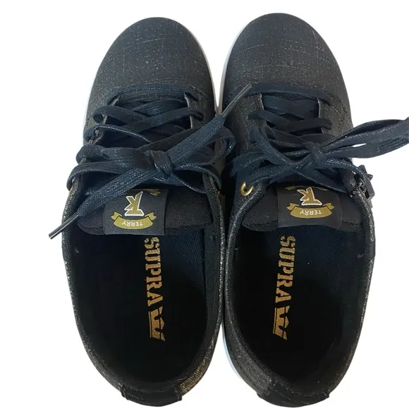 Terry Kennedy Supra Mens Skate Shoes Sneakers Size 9 No Box black &amp; gold