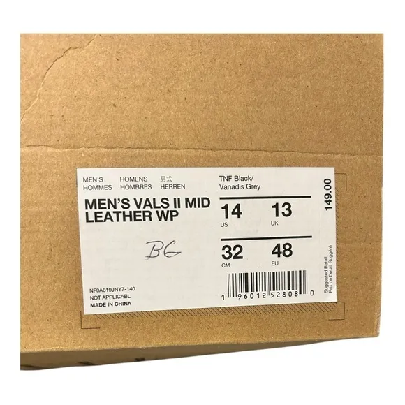 THE NORTH FACE VALS II MID LEATHER Weatherproof Boots Black Men’s Size 14 NIB