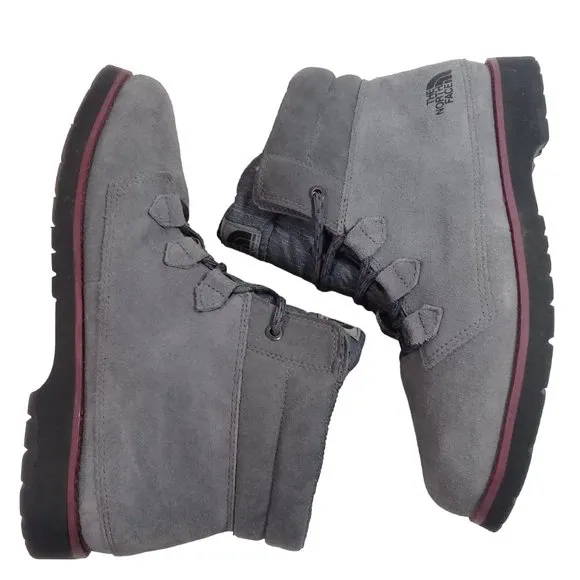 The North Face Women's Ballard Roll Down Grey Suede Boots HydroSeal Heat Size 10