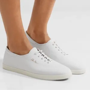 The Row Dean Embroidered Sneakers in White Canvas Size 38 (US 8)