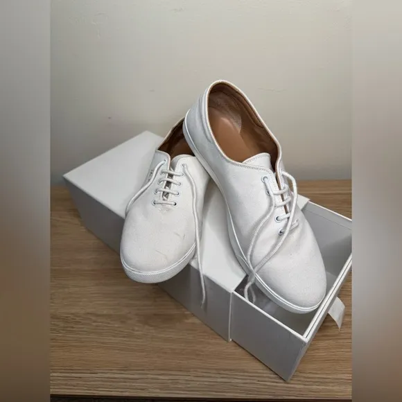 The Row Dean Embroidered Sneakers in White Canvas Size 38 (US 8)