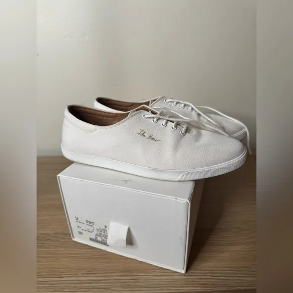 The Row Dean Embroidered Sneakers in White Canvas Size 38 (US 8)