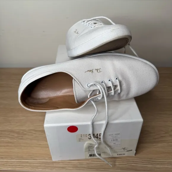The Row Dean Embroidered Sneakers in White Canvas Size 38 (US 8)