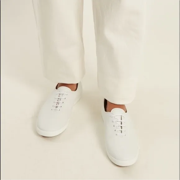 The Row Dean Embroidered Sneakers in White Canvas Size 38 (US 8)