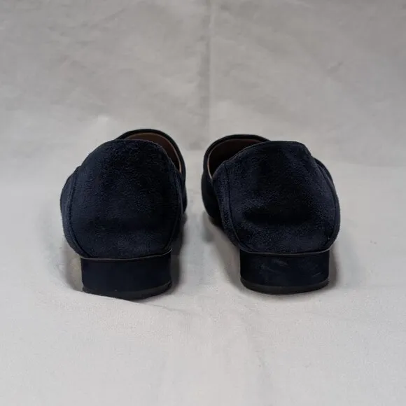 The Row Women's Navy Blue Suede Leather Low Heel Flats Shoes Size 38 US 8