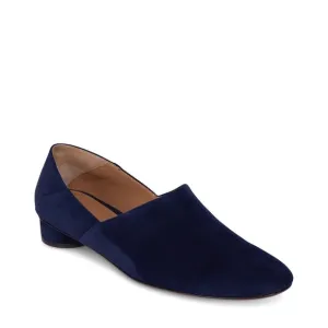 The Row Women's Navy Blue Suede Leather Low Heel Flats Shoes Size 38 US 8