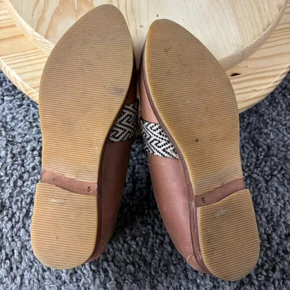 The Root Collective Loafer Womens 5 Brown Leather Flats Handmade in Guatemala