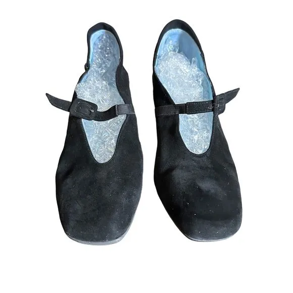 Thierry Rabotin Wedges Flange suede Leather Black Mary jane goth 39 EU 8.5 US