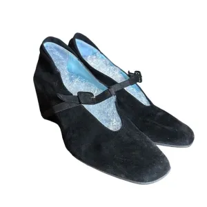 Thierry Rabotin Wedges Flange suede Leather Black Mary jane goth 39 EU 8.5 US
