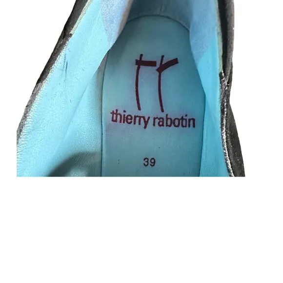 Thierry Rabotin Wedges Flange suede Leather Black Mary jane goth 39 EU 8.5 US