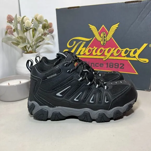 Thorogood Crosstrex Mid Waterproof Comp Toe Work Boots Black Men 7W/Women 9W