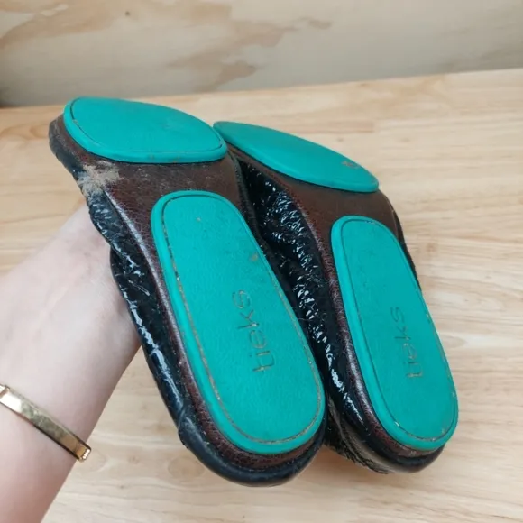 Tieks black patent leather Ballet Flats Shoes size 8 Rare Balletcore