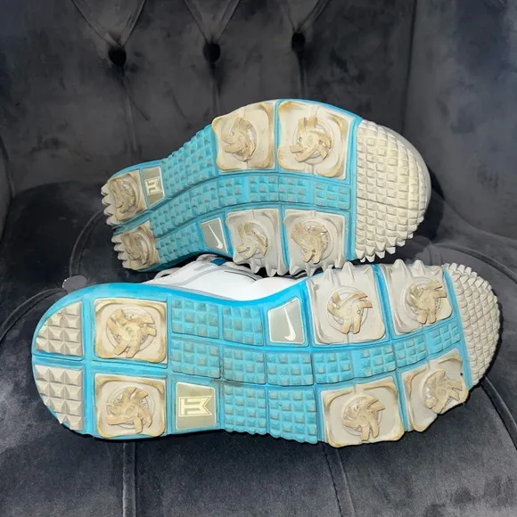 Tiger Woods Nike White and Blue Golf Shoes