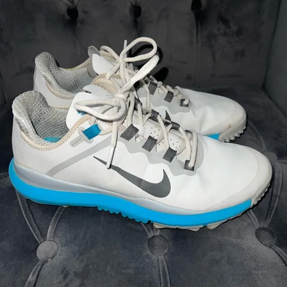 Tiger Woods Nike White and Blue Golf Shoes