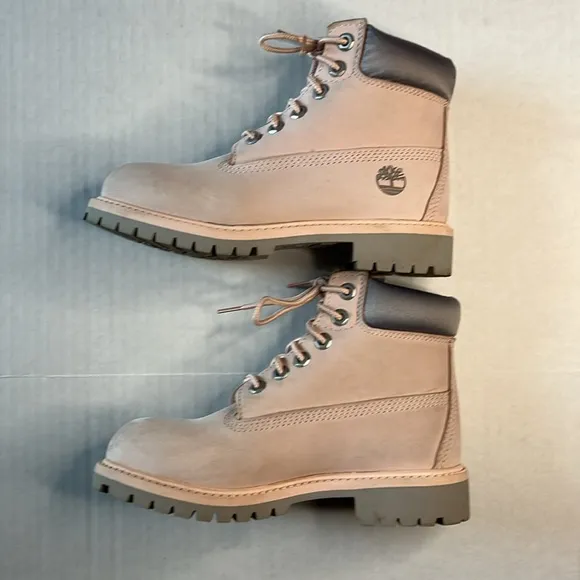 Timberland Boots Girls Size 13 Light Pink Nubuck Waterproof Leather Lace up