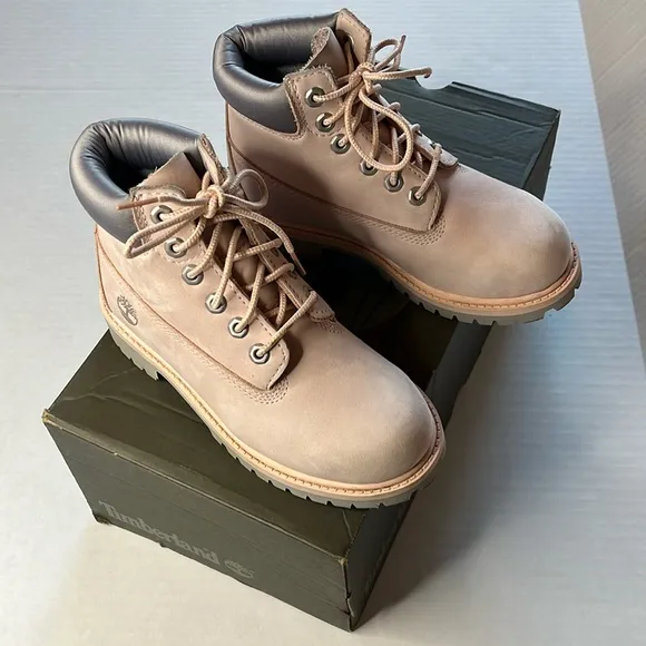 Timberland Boots Girls Size 13 Light Pink Nubuck Waterproof Leather Lace up