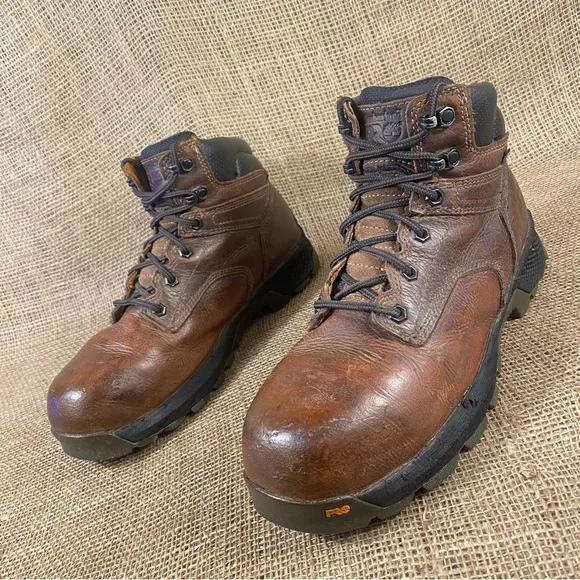 Timberland Boots PRO TiTAN EV 6&quot;Waterproof Comp Toe Work Brown  Size 8.5 M
