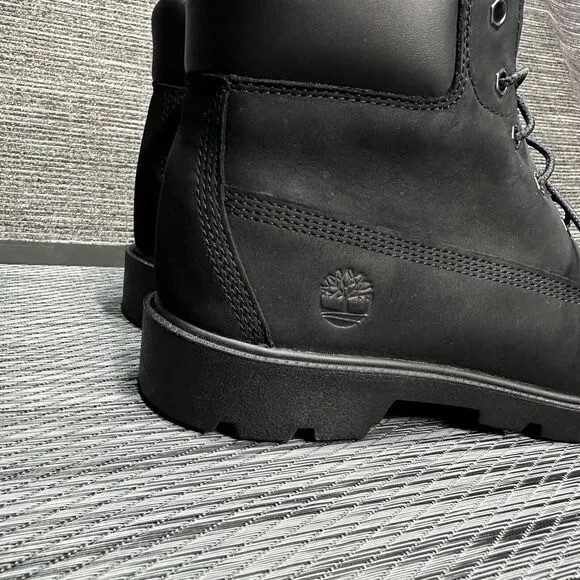 Timberland Classic 10910 Leather Waterproof Hiking Boots Black Boys Size 6.5