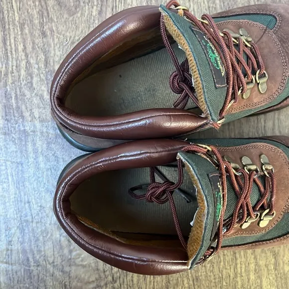 Timberland Field Boots Brown Nubuck Olive Green Leather Hiking Boots Size 6