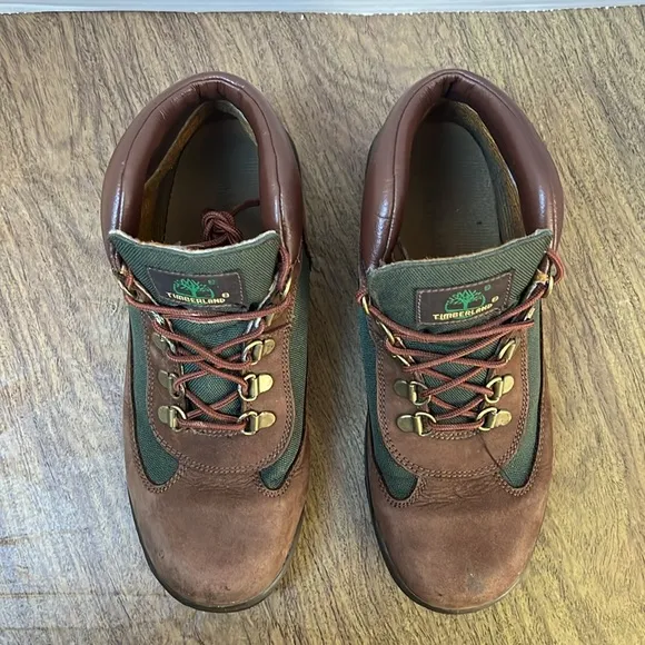 Timberland Field Boots Brown Nubuck Olive Green Leather Hiking Boots Size 6